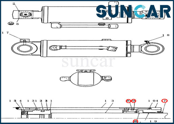 Escavatore Sealing Kit di CASO CX36B CX31B di Kit Fits di riparazione della guarnizione del cilindro del bulldozer PX01V00043R300