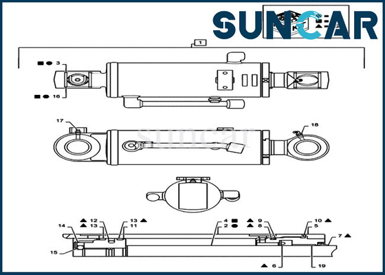 La chiusura delle casse PX01V00043R200 Kit Dozer Cylinder Seal Kit misura l'escavatore Equipment di CX36B CX31B