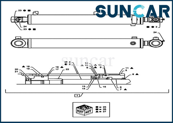 Macchinario di caso di Kit For Excavator CX36B di servizio del cilindro del corredo PX01V00069R300 della guarnizione dell'asta
