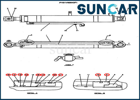 Corredi di Kit Crawler Excavator Boom Repair della guarnizione della sostituzione di Case PY01V00037R300 del modello di CX50B