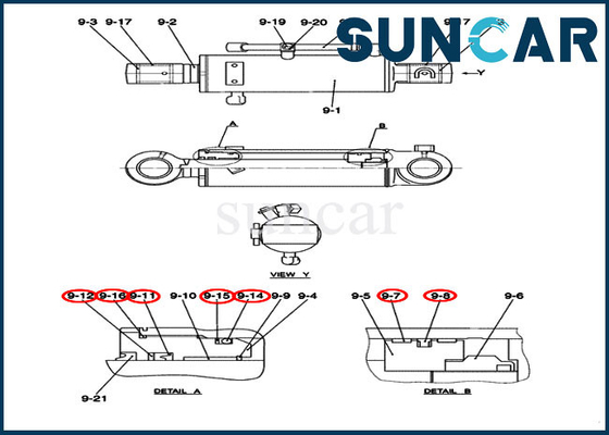 Corredo di servizio sostitutivo del cilindro idraulico di Kit Case Model CX50B della guarnizione di riparazione del bulldozer PY01V00040R400