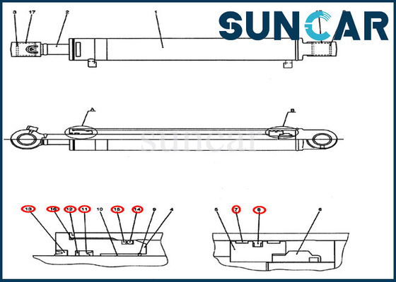Guarnizione della macchina della CASSA dell'escavatore di Kit Repair Kits Fits CX50B della guarnizione del cilindro dell'oscillazione PH01V00031R300