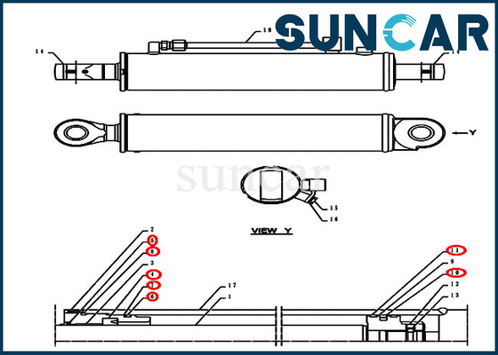 Modelli di caso di Kit Dozer Service Kit Fits CX55BMSR CX55B della guarnizione del cilindro di angolo PH01V00006R100
