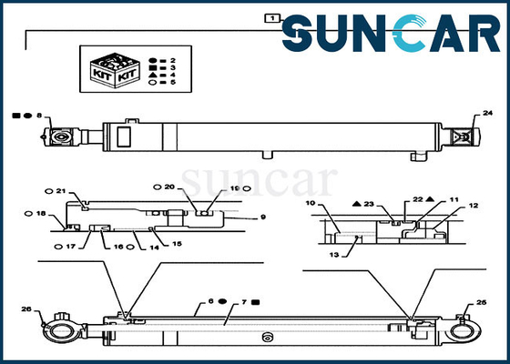 Corredi del corredo PS01V00001R300 Mini Crawler Excavator Hydraulic Cylinder della guarnizione del CYL dell'asta di caso di CX55B