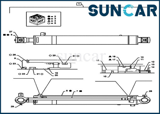 Escavatore Model CX55B del cingolo di CASO di Rod Seal Kit Fits del pistone del cilindro del braccio PS01V00002R400