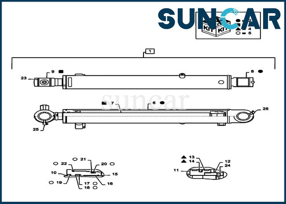 Parti dell'attrezzatura della CASSA dell'escavatore di Kit For CX55B di riparazione della guarnizione del pistone del cilindro del secchio PS01V00003R300