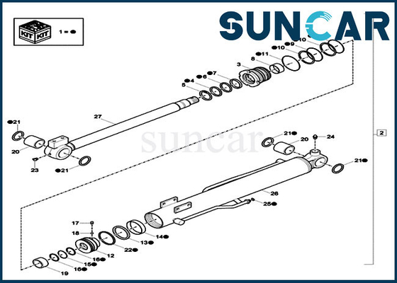 Il caso XKCC-01524 di CX17C romba corredo XKCC01524 Mini Excavator Cylinder Service Kit di sigillamento del CYL