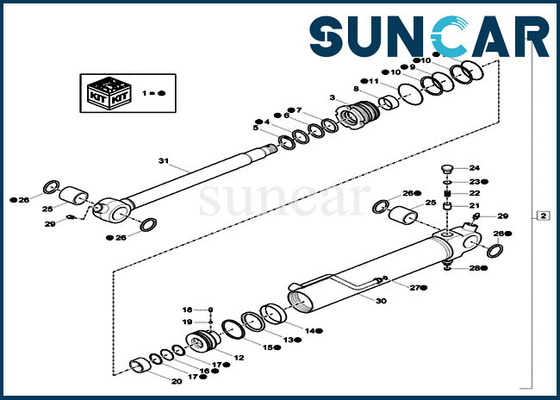 CASO CX18C di Kit Fits Mini Crawler Excavator della guarnizione del cilindro di XKCC-00528 XKCC00528 Dipper