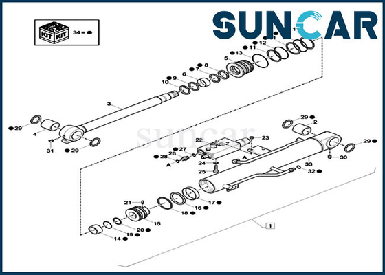 XKCD-03431 XKCD03431 Boom Sealing Kit For CASE CX26C Safety Valve Hydraulic Cylinder Service Kit