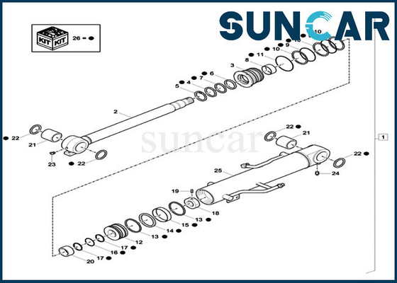 La guarnizione Kit Cylinder Seal Repair Kit dell'asta di XKCC-01437 XKCC01437 misura l'escavatore di caso CX33C CX37C
