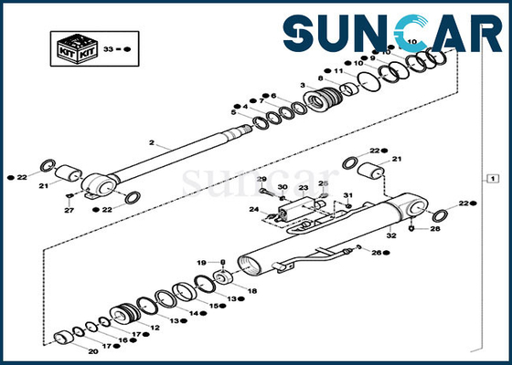 Cilindro idraulico dell'asta del corredo XKCC-01375 XKCC01375 della guarnizione ISO9001 che sigilla il modello CX37C di CASO di Kit For