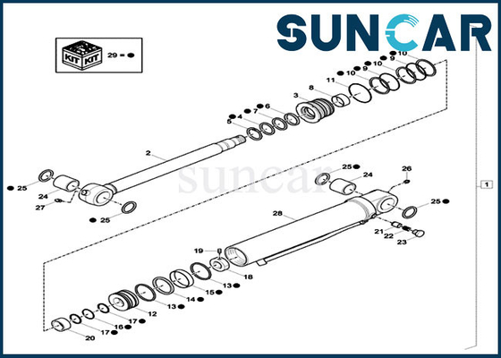Corredo di servizio idraulico dell'OEM di Kit Case CX33C CX37C della guarnizione del cilindro di XKCC-01438 XKCC01438 Dipper