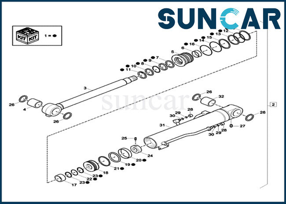 Escavatore Hydraulic Sealing Kit della CASSA CX60C CX57C del corredo della guarnizione del cilindro dell'asta di XKCD-03076 XKCD03076