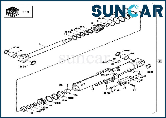 Corredo di servizio sostitutivo del cilindro di CASO CX60C CX57C di Boom Seal Kit XKCD03336 dell'escavatore XKCD-03336