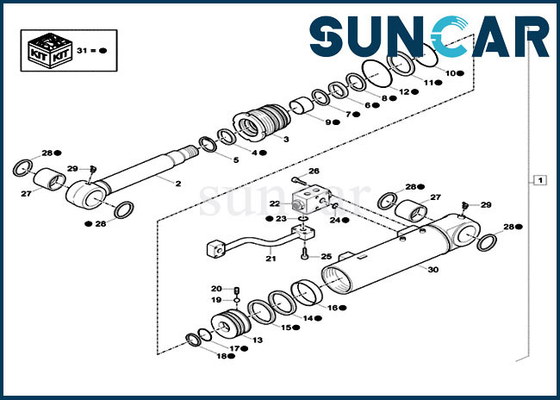 Caso di Kit For Excavator CX57C CX60C di servizio del cilindro di lama del bulldozer del corredo XKCC-00327 XKCC00327 della guarnizione della valvola di sicurezza
