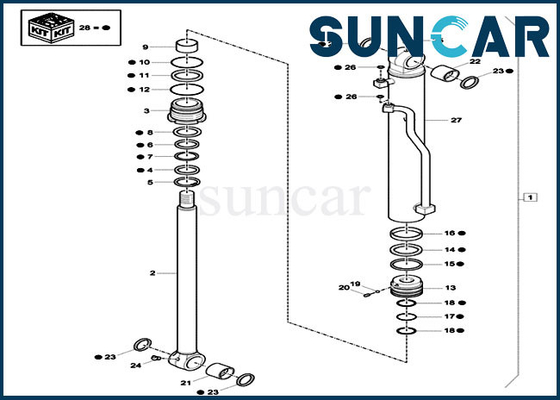 Escavatore Replacement Cylinder Kit della CASSA CX60C del corredo della guarnizione dell'oscillazione dell'asta di XKCC-01002 XKCC01002