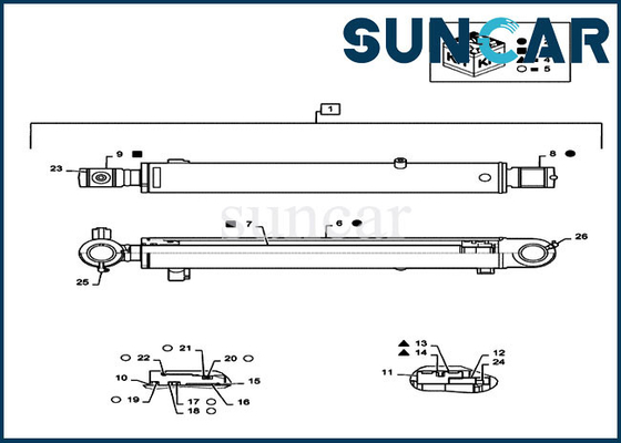 Corredo di Hydraulic Cylinder Service dell'escavatore di Kit Case Parts CX55B della guarnizione di riparazione del secchio PS01V00003R400