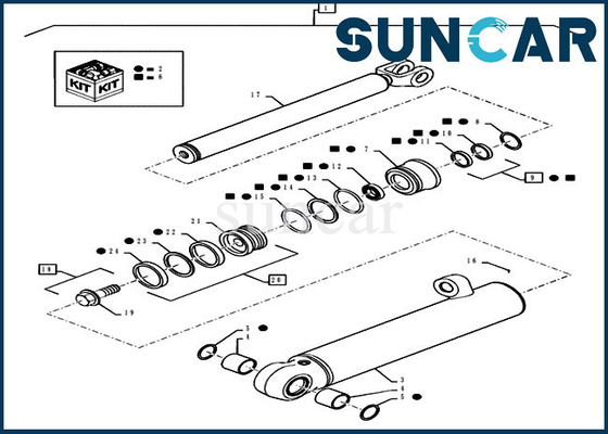 La guarnizione Kit Fits Case 521D 521F 521E della riparazione del cilindro di 87434292 ascensori modella le parti di ricambio del cariC.A.Tore