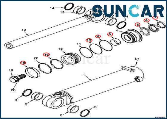 La guarnizione Kit Case Tilt Service Kit del cilindro di 87434291 secchio misura l'attrezzatura dei modelli del cariC.A.Tore 621D 621G 521E