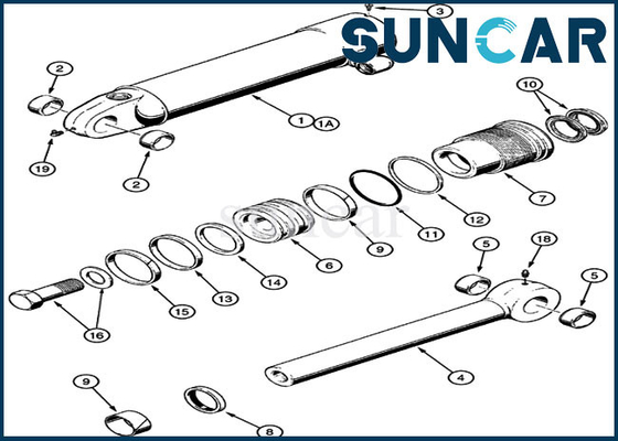 la guarnizione Kit Replacement Cylinder Service Kit dello scarifiC.A.Tore 1542875C1 misura l'attrezzatura pesante di CASO 621B 721B 850K