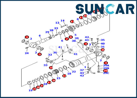 Servizio d'oltremare Kit For Komatsu Excavator PC220-7 PC220-7 del cilindro del braccio di versione 707-99-58070