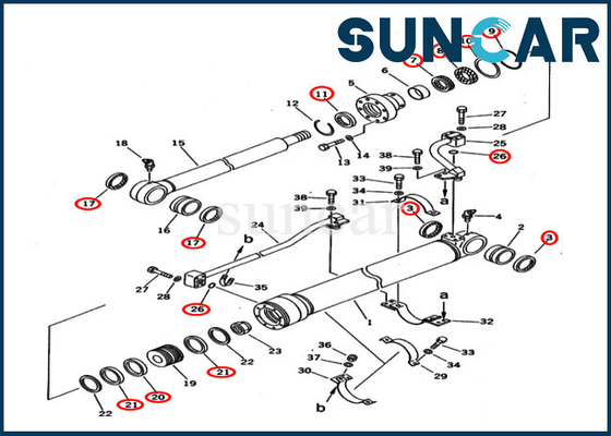 707-98-36210 corredo su ordinazione di servizio del corredo PC120-5C PC200-5C SpeC.A.Tion KOMATSU della guarnizione del cilindro del secchio