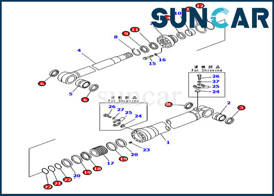 Kit di manutenzione 707-99-68730 Kit di guarnizioni del cilindro di regolazione del braccio per parti di modello Komatsu PC228USLC-8 PC210LC-7K