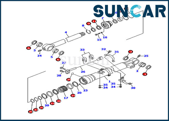 707-99-47570 Kit di tenuta della benna PC200-7 PC200LC-7 Modelli Kit di tenuta per la riparazione del cilindro Komatsu