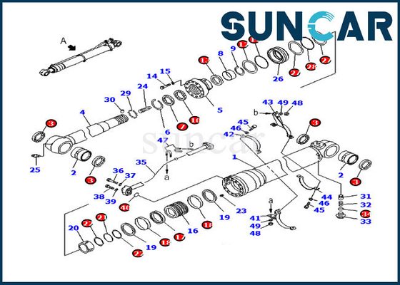 Guarnizione Kit Service Kit del braccio 707-99-50500 per il cilindro idraulico dell'escavatore PC200-8 PC210LC-8K di KOMATSU