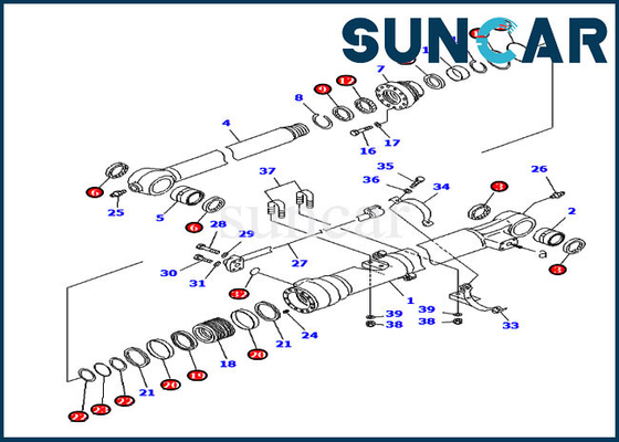 Corredo di riparazione della guarnizione del cilindro del secchio di Sealing Kit 707-99-47130 KOMATSU dell'escavatore di PC200LC-8 PC220-8 7079947130