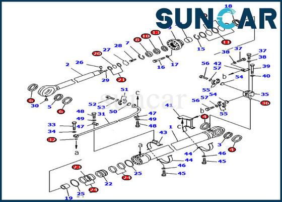 Corredo idraulico 7079976260 della sostituzione del cilindro del secchio del corredo 707-99-76260 PC2000-8 KOMATSU della guarnizione
