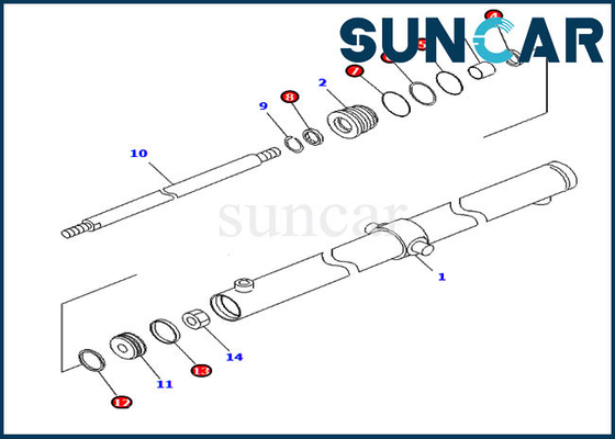 707-98-12590 guarnizione Kit For Komatsu PC120SC-6 PC200SC-7-M1 del cilindro della CARROZZA di 7079812590 scorrevoli