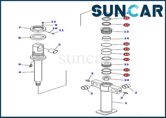 Cilindro interno della benna mordente delle parti 707-98-47700 di PC200SC-6 KOMATSU che sigilla Kit Service Kits
