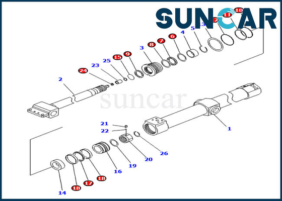 Braccio di Kit For Komatsu PC200SC-7-M1 PC200SC-6 Telesco di riparazione del cilindro dello scorrevole del corredo KB3011A-00222 della guarnizione