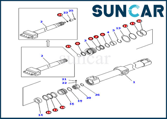 Corredo della guarnizione della sostituzione del corredo KB3011A00203 PC200SC-6 KOMATSU di servizio del cilindro dello scorrevole KB3011A-00203