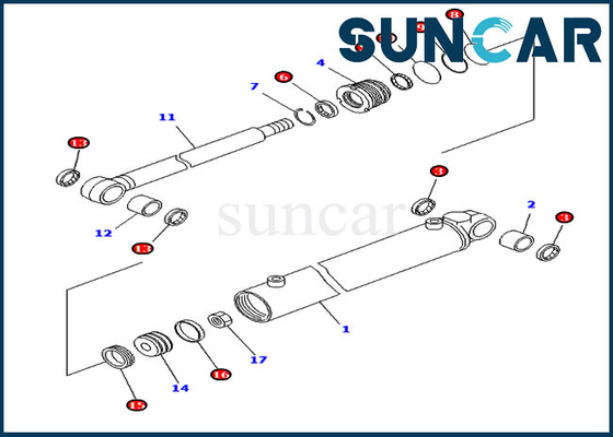 Escavatore Service Kit For Komatsu PC20MR-1 PC20MRX-1 PC20R-8 del corredo 707-98-14740 della guarnizione del cilindro dell'oscillazione