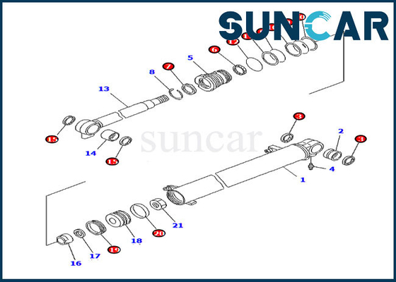 Corredo di riparazione interno del cilindro di Kit Models PC20MR-1 PC20MRX-1 della guarnizione dell'asta delle parti 707-98-14760 di KOMATSU