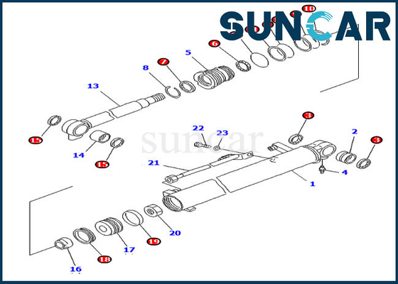 Corredo idraulico di Kit Excavator Boom Cylinder Service della guarnizione delle parti 707-98-14890 interno di PC20R-8 KOMATSU