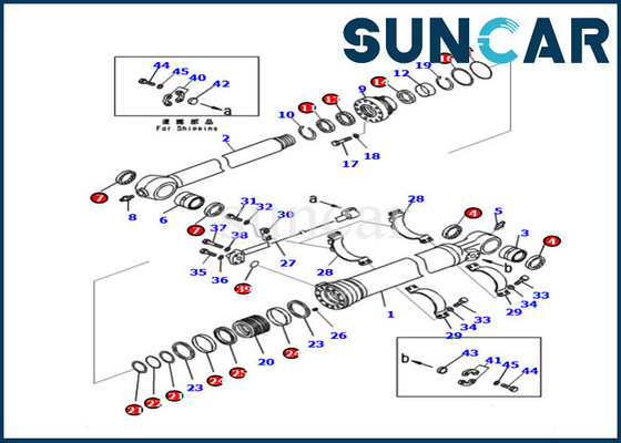 PC210LC-11 PC228US-11 modella la riparazione Kit Excavator Oil Seal Kits della guarnizione del cilindro del braccio di KOMATSU 721-99-47131