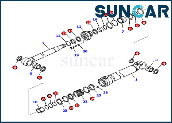 Corredo 721-99-48740 della guarnizione del cilindro un servizio Kit Fits Komatsu PC210-11 PC210-11E0 di 7219948740 aste