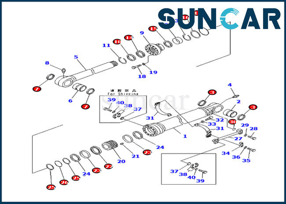 707-99-66350 l'asta regola il corredo di servizio di KOMATSU PC210NLC-8K PC230NHD-8K del corredo 7079966350 della guarnizione del cilindro