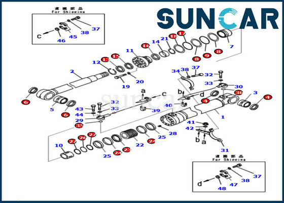Servizio Kit Excavator Seal Kit del cilindro dell'asta di PC210LC-11 HB215LC-3 721-98-00860 KOMATSU