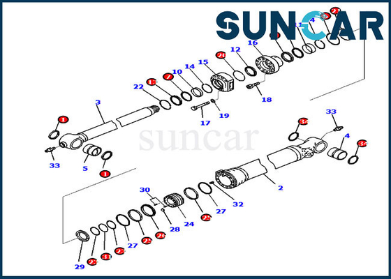 Cilindro del secchio del corredo 721-98-00180 della guarnizione di KOMATSU che sigilla l'escavatore di Kit Fits PC210LCI-10 PC210LCI-11