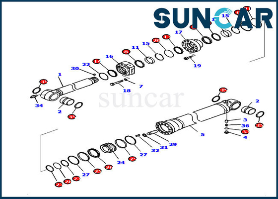 Guarnizione Kit Hydraulic Service Kit Parts del cilindro del braccio di PC210LCI-11 D375AI-8E0 721-98-02330 KOMATSU