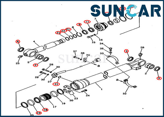 Servizio Kit For del cilindro del secchio di KOMATSU PC220-6 PC220LC-6 707-99-58240 2.0M Arm Excavator