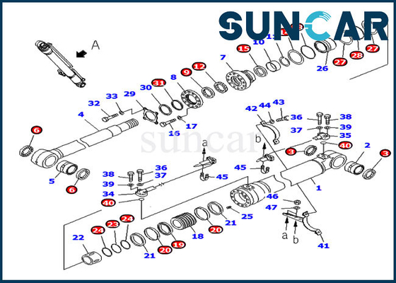 707-98-47841 7079847841 parte di ricambio di Kit Hydraulic Cylinder Fits Komatsu PC220-7 della guarnizione dell'asta