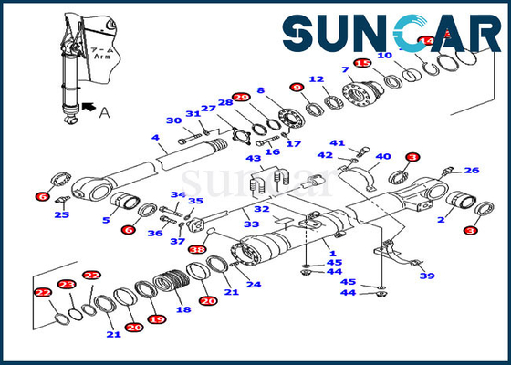 707-99-47851 corredo della guarnizione della sostituzione dell'OEM del corredo di servizio del cilindro del secchio di PC220-7 PC220LC-7 KOMATSU