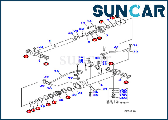 707-99-57280 7079957280 Kit di riparazione del sigillo del cilindro del braccio per scavatori Komatsu PC228UU-1