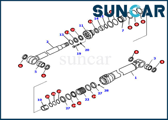 721-98-00400 modello Equipment di Kit For PC290LC-11 PC290NLC-11 KOMATSU di riparazione della guarnizione del cilindro dell'asta