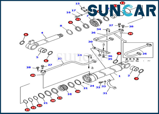 707-99-47730 la guarnizione Kit For PC228USLC-2 PC228US-1 KOMATSU della riparazione di 7079947730 cilindri ha sfalsato l'asta